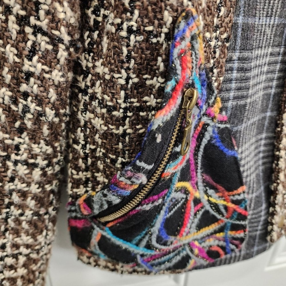 Pura Vida Jacket - Colorful Mixed Fabric, Pattern, Textures - Size Medium - Picture 4 of 12